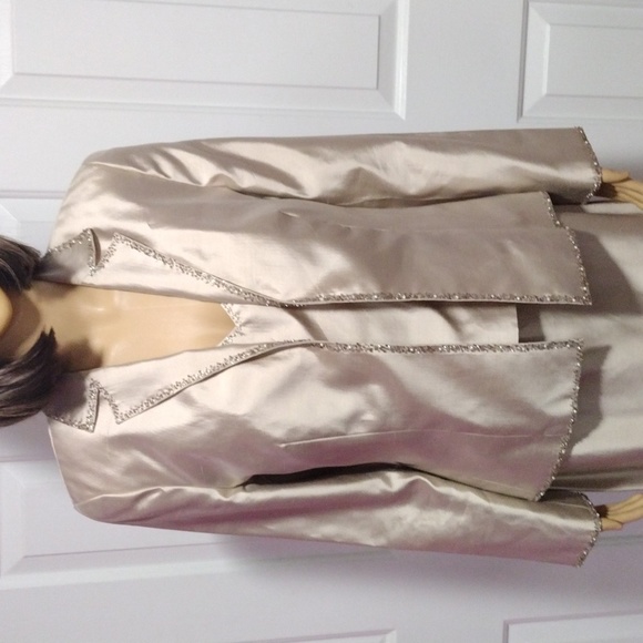 Silk Cocktail Dress 3 Piece Evening Gown Beaded Silk Blazer Vest Long Skirt Sz 6 - Picture 5 of 15